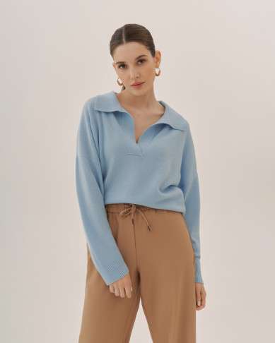 Поло LORIA LIGHT BLUE из 100% PREMIUM кашемира